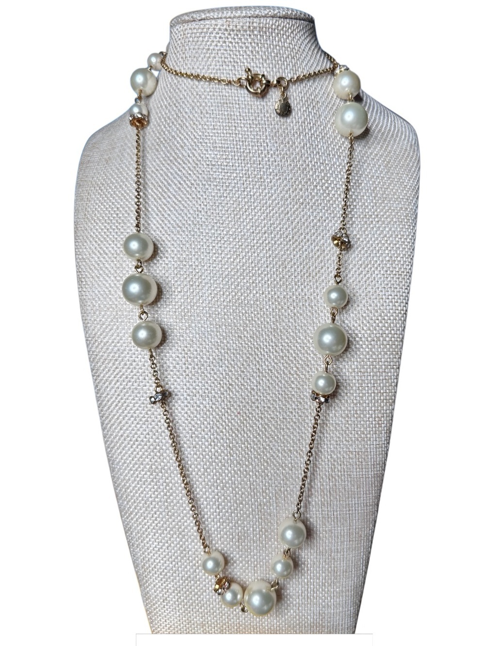 J. Crew Gold-Tone Chain Necklace with White Pearl Stations